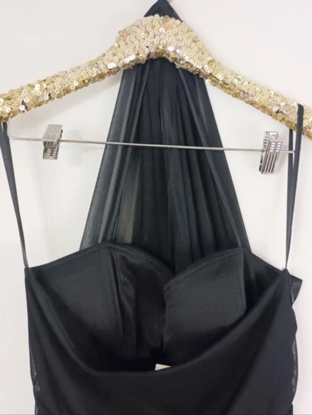Vintage Y2K 2000s Blondie Nites Juniors Black Halter Prom Dress Ruffles - Picture 6 of 9